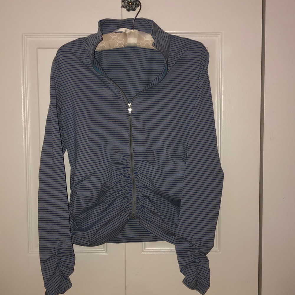 Grey and blue striped jacket